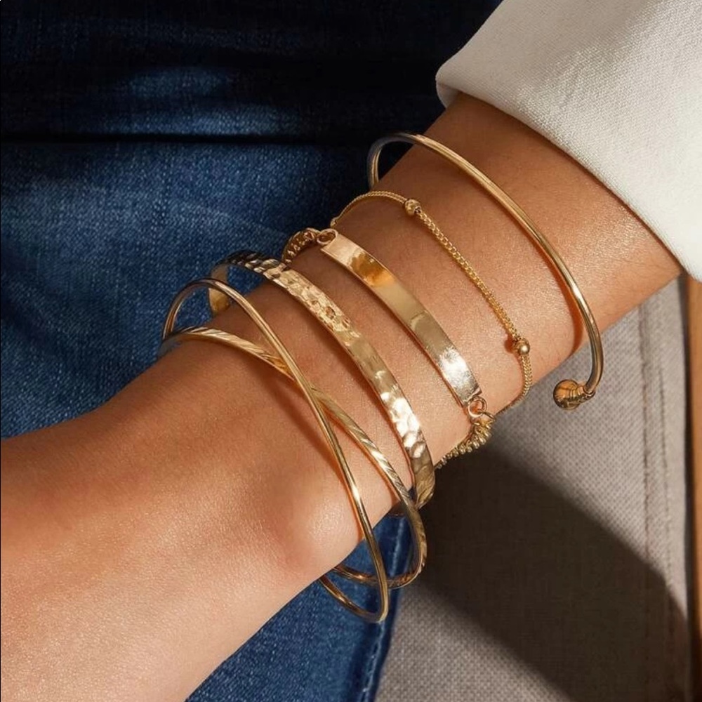 LAST SET SALE 5 pc Golden Bangle + Bracelet Set - Picture 2 of 5